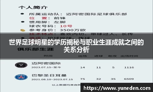 世界足球明星的学历揭秘与职业生涯成就之间的关系分析